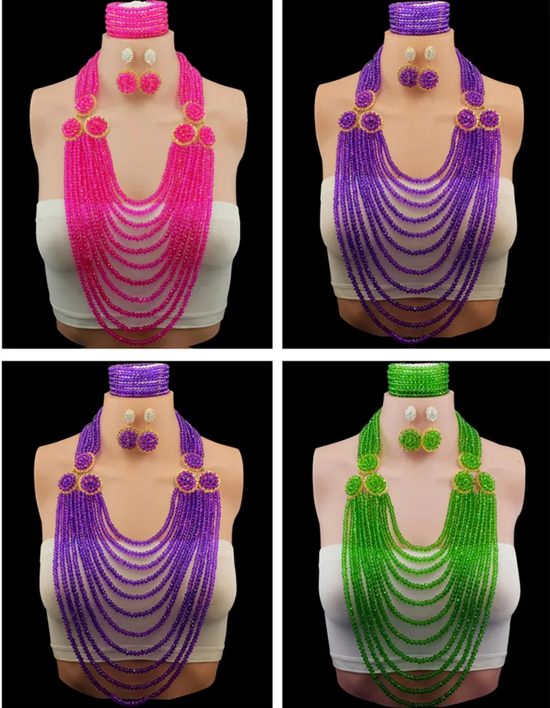 

Fashion African beads jewelry set crystal beads bride jewelry nigerian wedding african beads jewelry