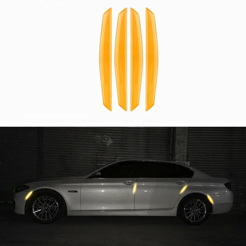 4pcs Car Bumper Wheel Eyebrow Reflective Warning Strip Stickers Self-Stick Sticker Protector Styling | Автомобили и мотоциклы
