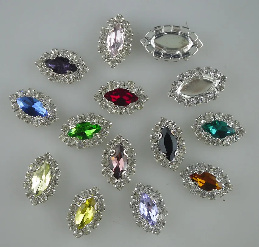 

bottom hole horse eye faceted 5x10mm around clear glass crystal silver cup flat back rhinestones clothing applique sew 5pcs