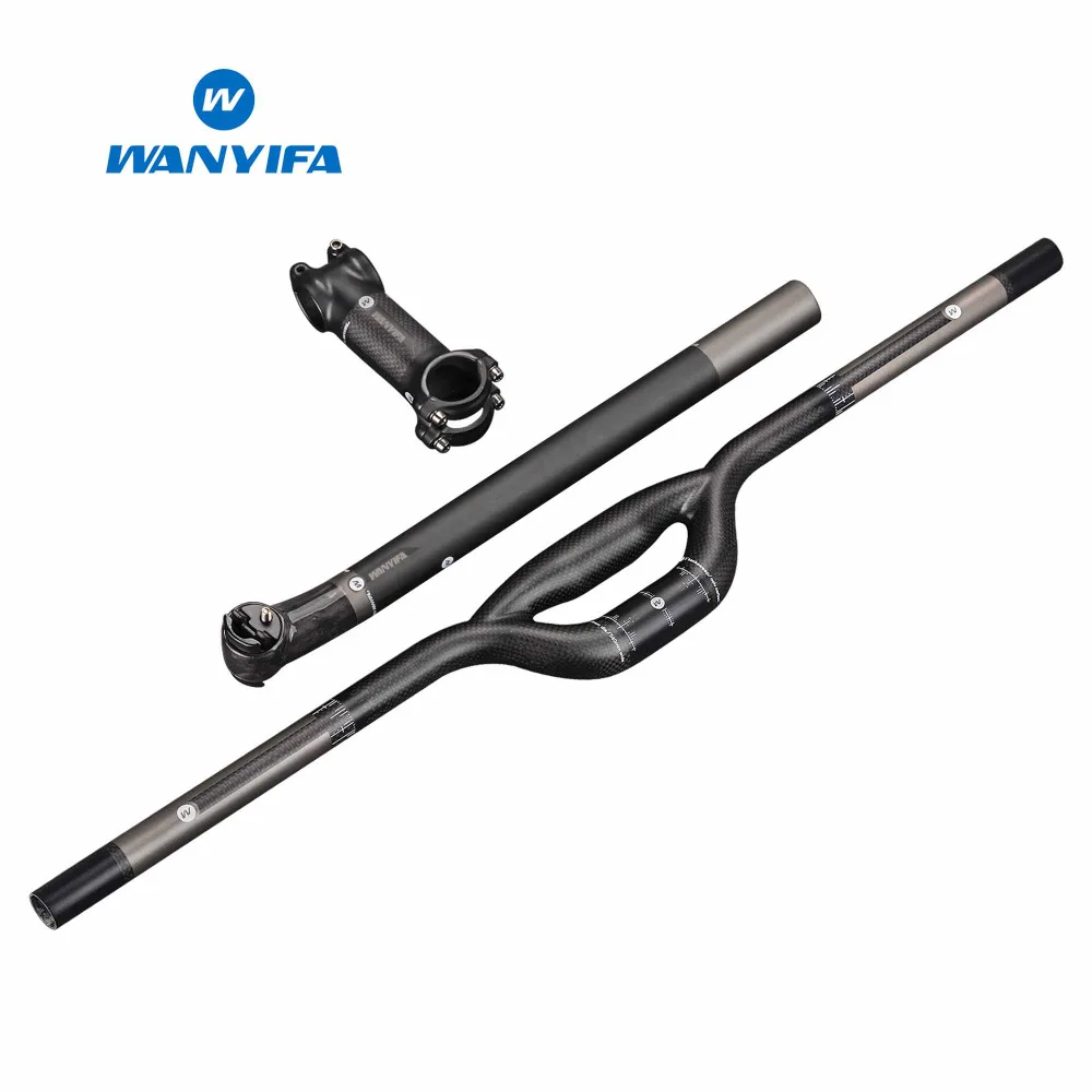 

Wanyifa Carbon Mountain Bike Parts Carbon Handlebar Set MTB Bike Handlebar+Seatpost+Stem