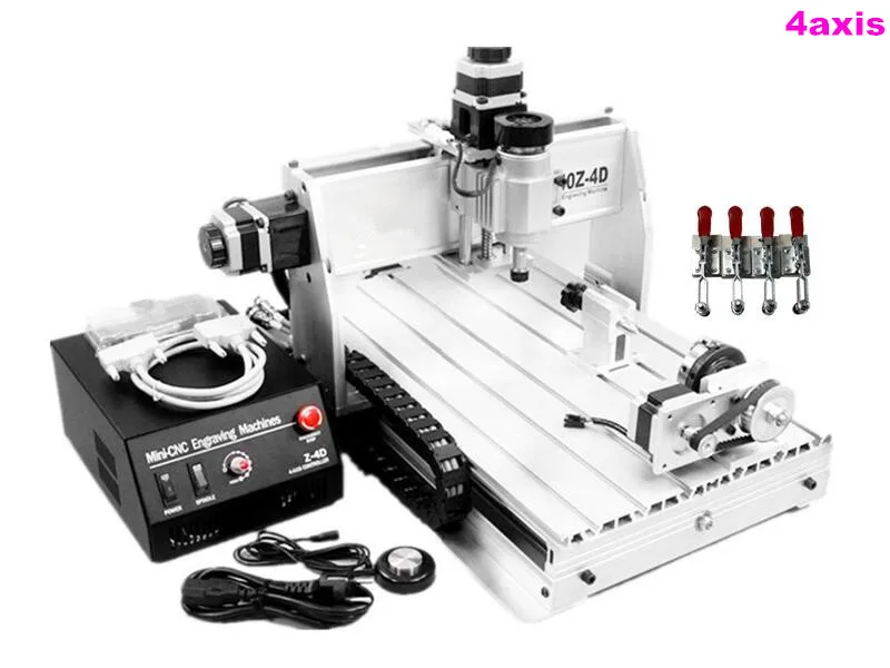

mini 3d cnc router 3040 Z-DQ With 4 Axis CNC Drilling milling machine for wood with plain vice
