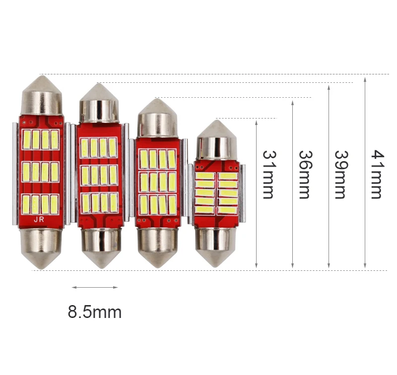 10 шт. гирлянда 31 мм, 36 мм, 39 мм, 41 мм C5W CANBUS Нет Ошибка Авто света 12 SMD 4014 светодио дный салона Купол Лампа настольная лампа белый DC12V