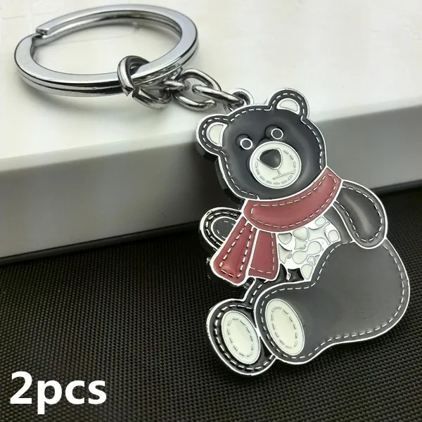 2pcs 2017 new cute black bear animal key chain ring anime keychain