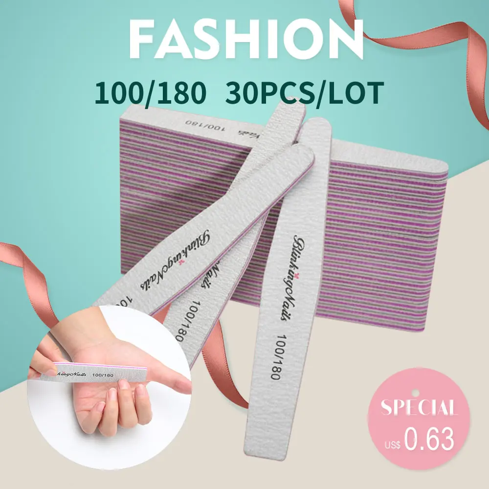 

BlinkingNails Lime Nails Disposable Manicure Files 30pcs/lot Diamond Shaped Nails Files Professional Nail Sanding File 100/180