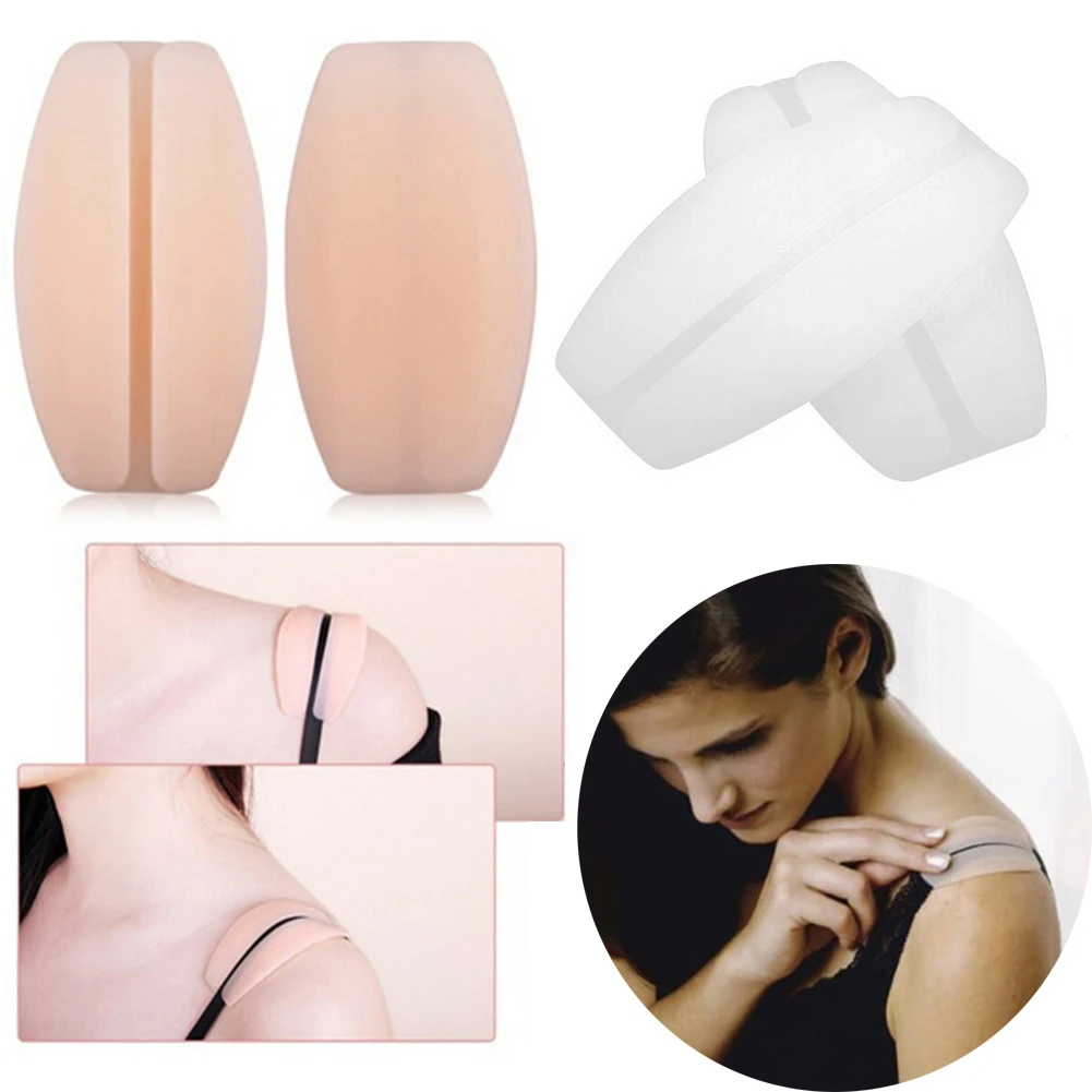 

Newest Soft Silicone Half-Transparent Anti-slip Shoulder Pads 2Pcs/lot Lady Relief Pain Bra Strap Cushions No-Slip Holder