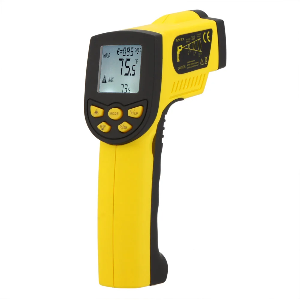 

HoldPeak Digital laser Infrared IR Thermometer Gun Non-contact -50~1300C(-58~2372F) Temperature Tester Pyrometer W/ LCD Backligh