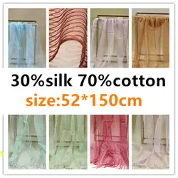 Шелковый шарф сетчатые шарфы 30% шелк + 70% хлопок (52*150 см) для женщин