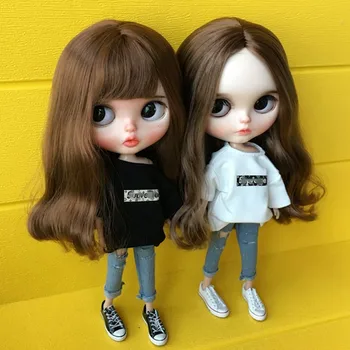 

1/6 Doll Clothing Barbi Shirt Fashion T-shirt+Jeans Blyth Pant for Azone,ob, Licca, Kurhn,Pullip 30cm 1/6 Doll Accessories pants