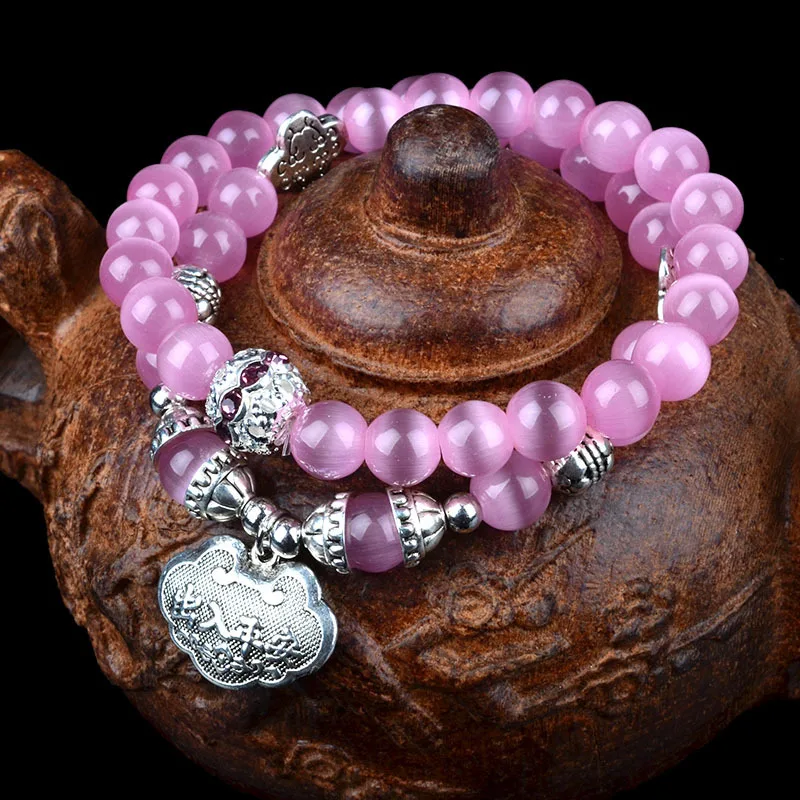 Женский браслет с бусинами в виде кошачий глаз 8 мм|bead bracelet|bracelet withbracelets with beads |