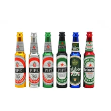 

Portable Beer Bottle Type Tobacco Pipe Beer Small Aluminum Novelty Smoking Pipe Mini Metal Pipe Reggae Metal Pipe