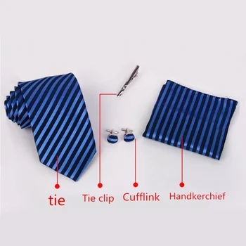 

luxury brand wedding necktie for men cufflink handkerchief and Tie clip gift box bag high quality 1200 needle gravata 8 cm set