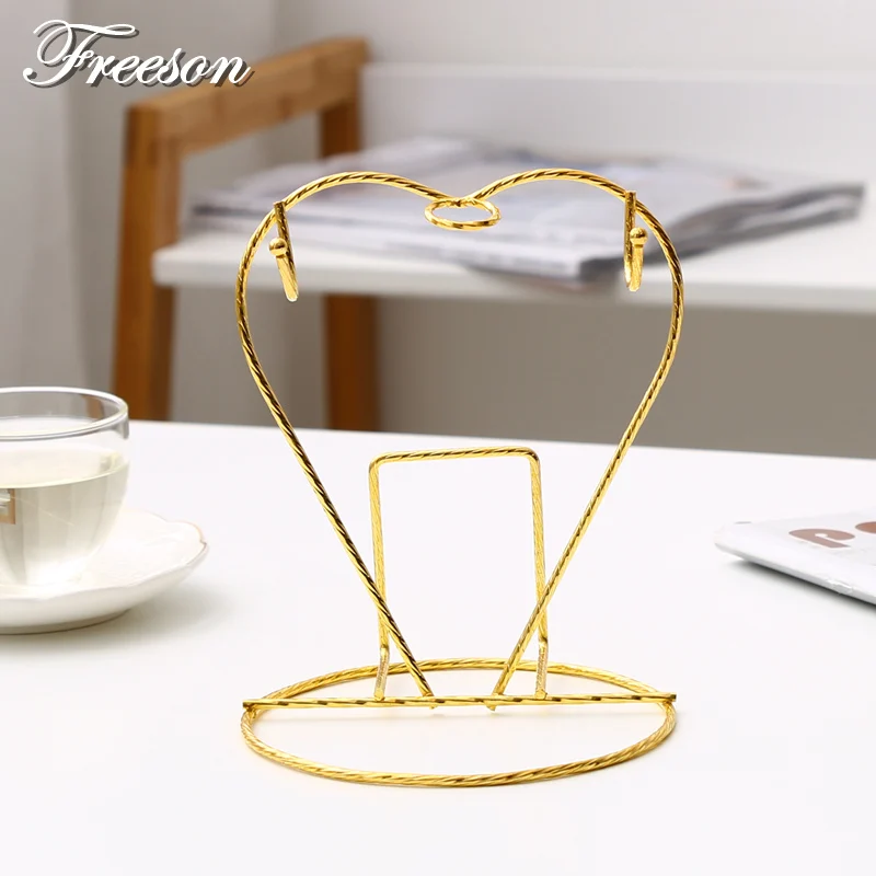 

Gold Silver Stainless Steel Coffee Cup Holder Tea Cup Hang Rack Home Room Decor