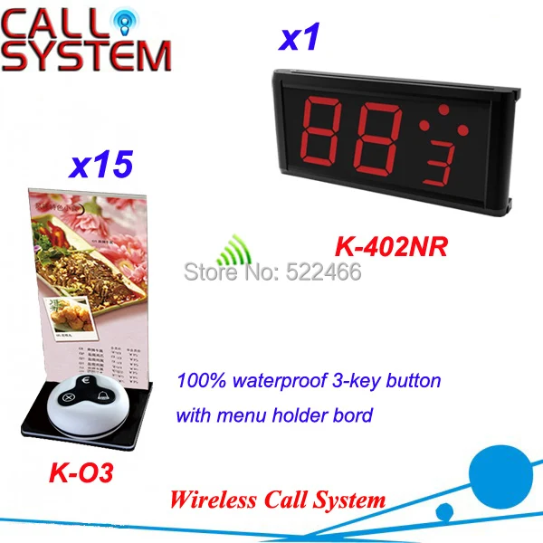 

Table Calling System with 15pcs press button and 1pc number display for restaurant, DHL shipping free