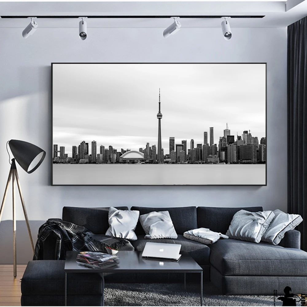 

Black And White Toronto Skyline Vintage Posters And Prints Realist Toronto Landscape Wall Art Canvas Pictures For Living Room