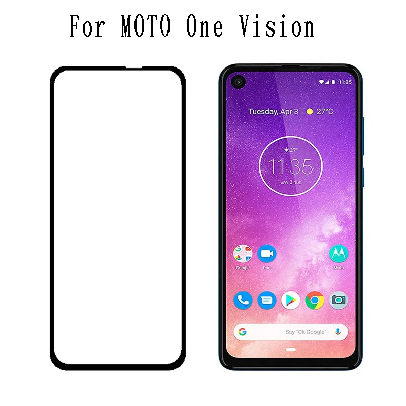 

Full Coverage Tempered Glass For Motorola Moto One Vision P40 Z4 Play Full Glue Screen Protector Film Protective Glass 9H