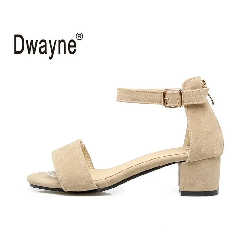 

2020 Women Flock Leather High Heels Sandals Women Square Heels Sandals Big Size