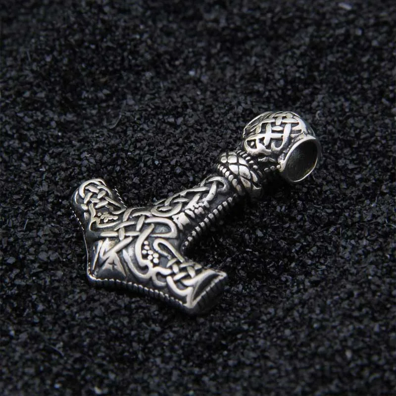 Настоящее 925 пробы серебро Викинг-Волк Тор молоток кулон ожерелье с действительно кожа и железная коробка в подарок