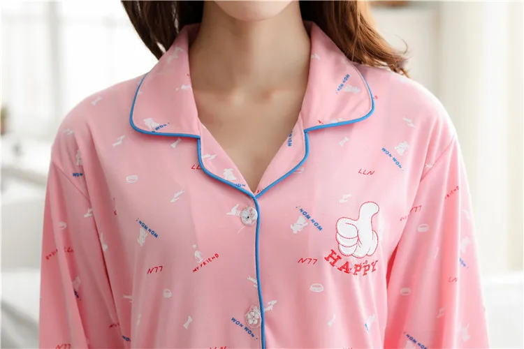Новая зимняя Пижама Длинные рукава Милая Пижама с рисунком комплект из мягкого хлопка пижамы костюмы для женщин Pijama feminino a0852