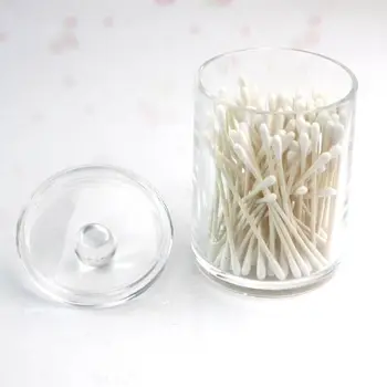 

Transparent Acrylic Round Container Storage Box Case Makeup Organizer Cotton & Pad Box Cosmetics Swab Q-tip Holder