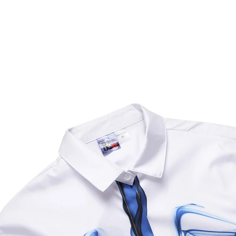 High Quality Men Shirt Long Sleeve Loose fit 3D Smoke lung Print Turn-down Collar camisas Big Size Dress Shirts