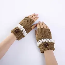 1 пара для женщин леди Варежки для девочки перчатки без пальцев Короткие Вязание Мода для зимы FS99