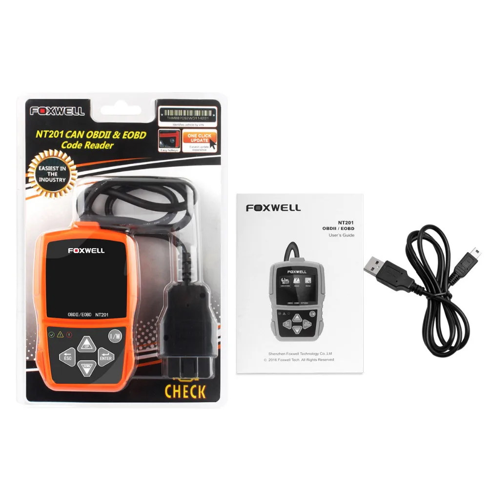 Foxwell OBD2 NT201 Универсальный EOBD CAN сканер автомобильный считыватель кодов двигателя