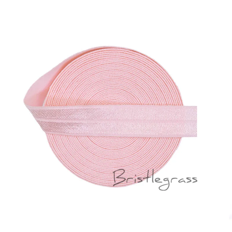 

BRISTLEGRASS 5 Yard 5/8" 1.5cm Neon Pearl Pink FOE Foldover Elastic Spandex Satin Kid Hairband Headband Lace Trim Tie DIY Sewing