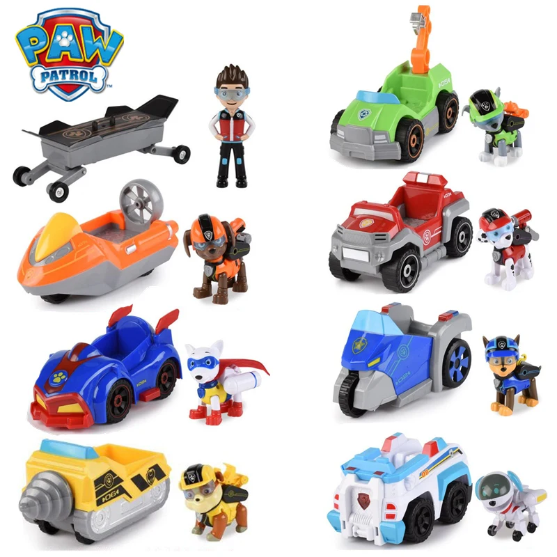 

Paw Patrol Dog Toys Car Scrollable Have Music PVC Tracker Patrulla Canina Action Anime Figures Juguetes Toys For Children