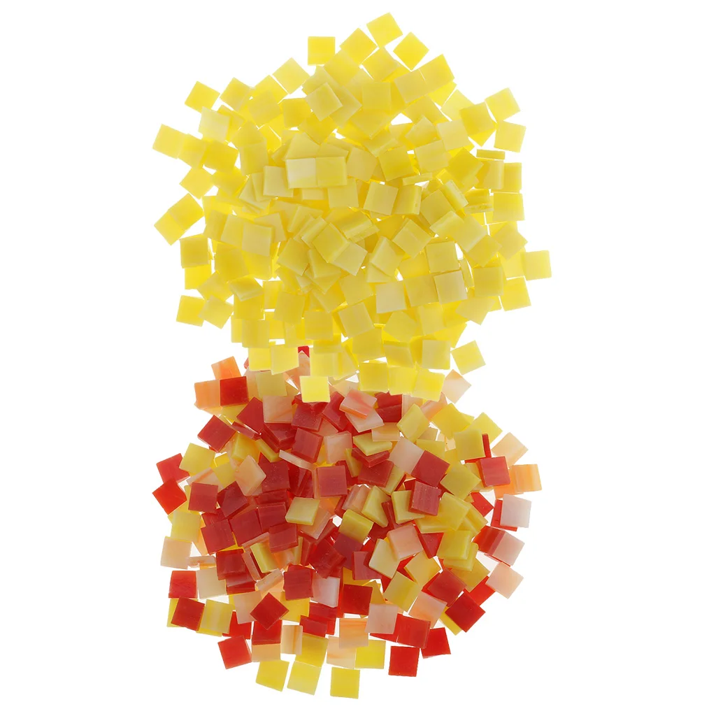 500pcs Vitreous Glass Mosaic Tiles for Mosaic Making Kids Crafts Red Yellow