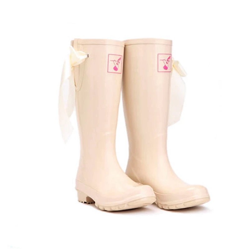 SWYIVY Rainboots Woman Rubber Shoes 2018 Autumn Pink Lace Up High Top Rain Boots Lady Wellies Comfortable 41 Water Shees