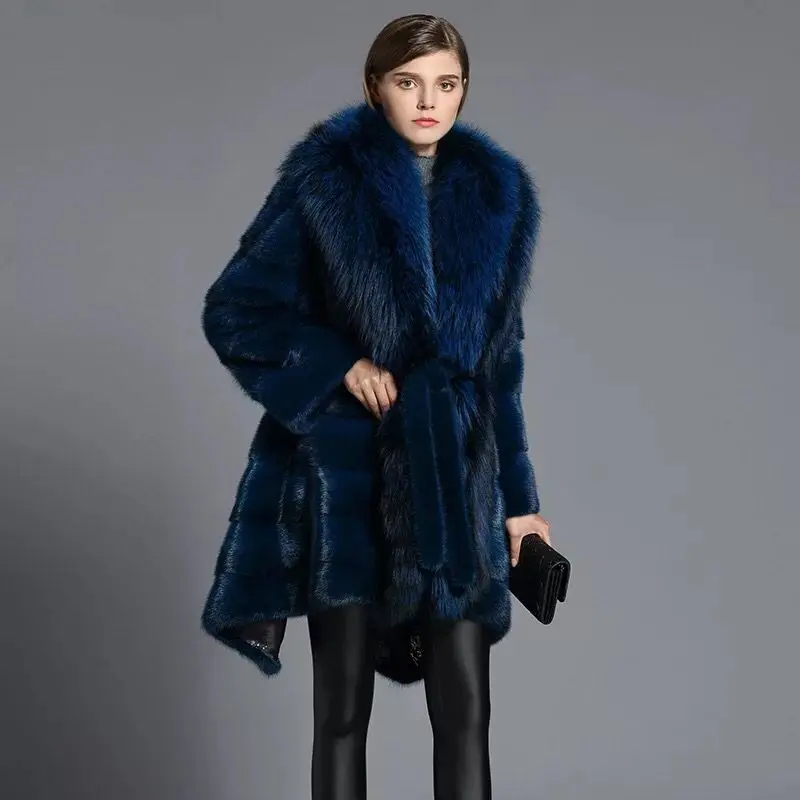 

HDHOHR 2019 High Quality Real Mink Fur Coats Full Pelt Fashion Natural Mink Fur Jackets Winter Female With Hood Fur Warm Jacket