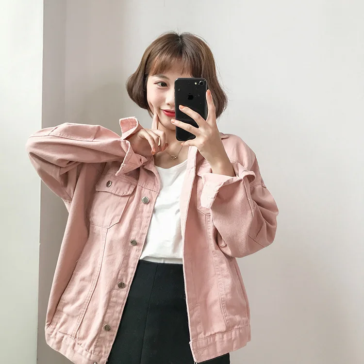 

Bomber Jacket Women Slim Ripped Holes Denim Basic Coat Autumn Winter Harajuku Pink Femme Elegant Vintage Jeans Streetwear Jacket