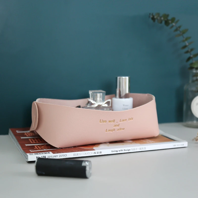 

Nordic Porch Storage Tray Cosmetic Key Coffee Table Shoe Multi-purpose PU Leather Cabinet Office Desktop Debris Storage Box