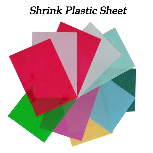 5pcs DIY Magic Shrink Plastic Sheet Paper Clear Film Red Yellow Blue
