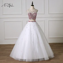 ADLN две части Бальные платья Роскошные Стразы Белый маскарад платье для дебютантки на выпускной платье Индивидуальные сладкий 16 платье
