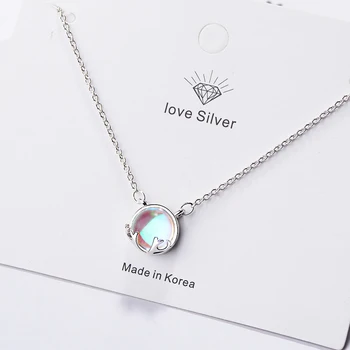 

45cm Aurora Pendant Necklace Halo Crystal Gemstone s925 Silver Scale Light Necklace for Women Elegant Jewelry Gift