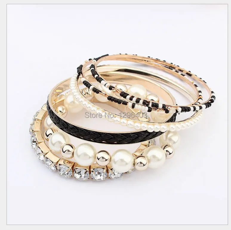 Free Shipping 2015 Women Brand New Design Hand Accessory Vintage Bohemia pearl Bracelet Character Multichamber Bangles C-1857 | Украшения и