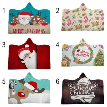 

Sofa Cover Christmas Pattern Printed Blanket Soft Plush Cloak with Cap 12 Choices Mantas para Sofa Decoration Home textile