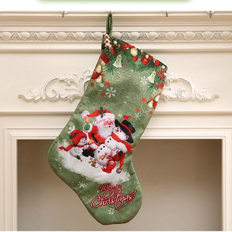 

Cute Christmas Stockings Cloth Small Boots Christmas Stocking Home Decoration Gadgets Christmas Pattern Print Party Gift Holders