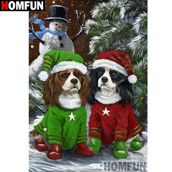 

HOMFUN Full Square/Round Drill 5D DIY Diamond Painting "Dog snowman" Embroidery Cross Stitch 5D Home Decor Gift A16511