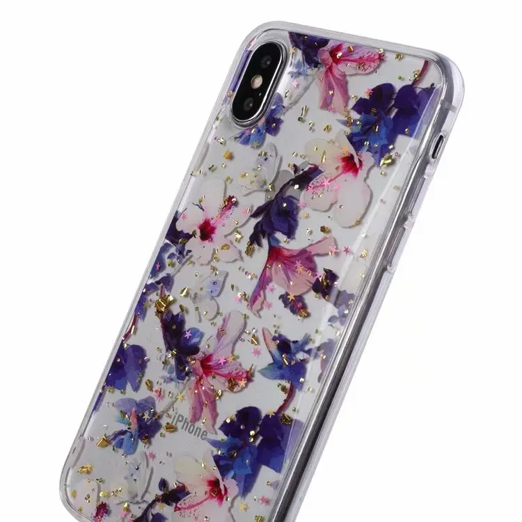 Блестками Мягкий чехол из термопластичного полиуретана для Iphone XS MAX X XR 8 7 Galaxy S10 S10e S9 Note 9 8 цветочно-фруктовым рисунком конфетти из фольги кукурузных хлопьев роскошный чехол 100 шт