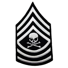 Нашивка с черепом в черно-белую полоску, военная нашивка, аппликация на заказ, Байкерская вышивка спереди, железная нашивка на мотоцикл, тканевые наклейки