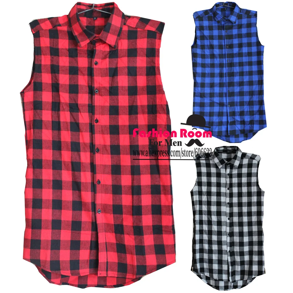 Camisa de cuadros sin manga mujer Clearance