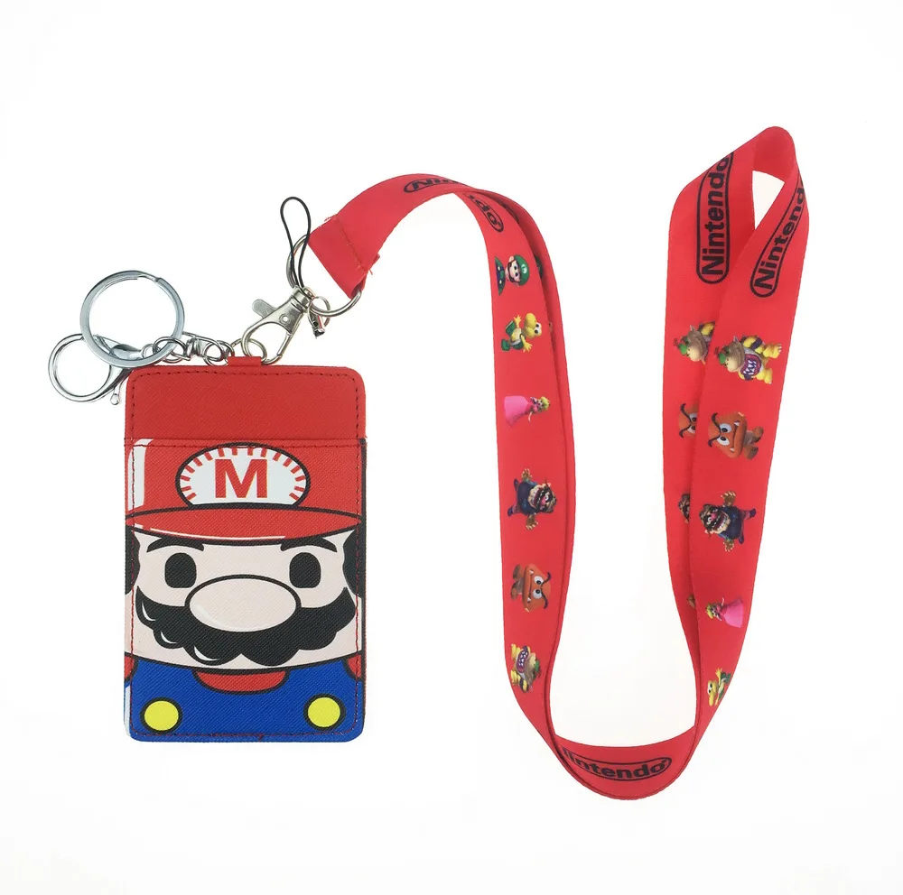 Горячий мультфильм милый Супер Марио Bros ID card set lanyard брелок|Брелоки| |