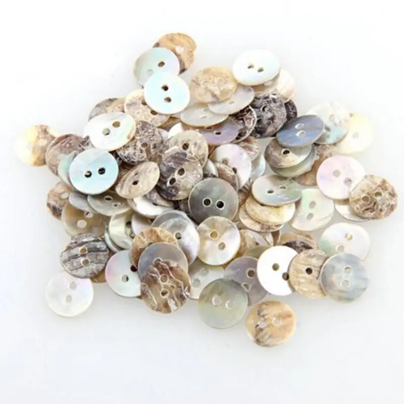 

100PCS/Lot 2 Hole Button Natural Shell Buttons Color Japan Mother of Pearl MOP Round Shell Sewing Buttons 10mm
