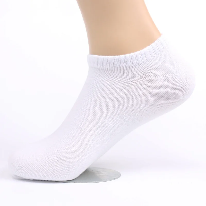 Мужские хлопковые носки размера плюс, EU43-46, 5 пар/лот, короткие носки большого размера, мужские летние носки - Цвет: white