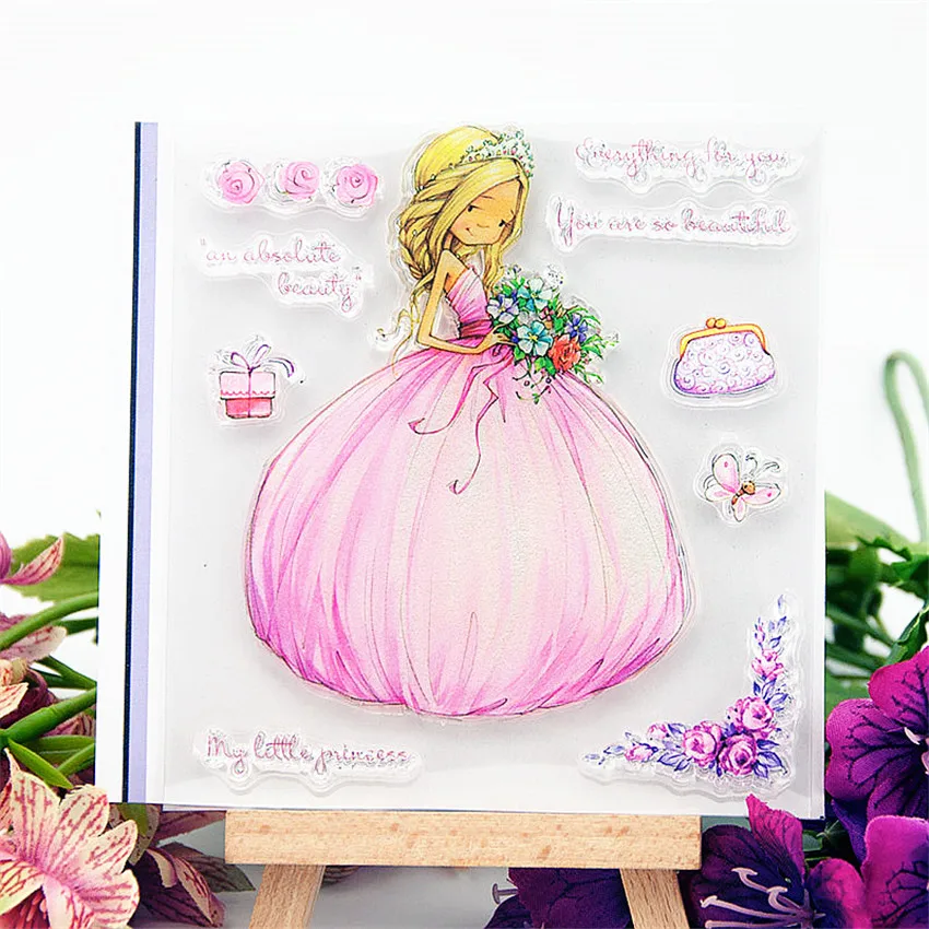 Прозрачные штампы розовые свадебные Силиконовые печати Ролик Штамп DIY Скрапбукинг фото альбом/изготовление карт