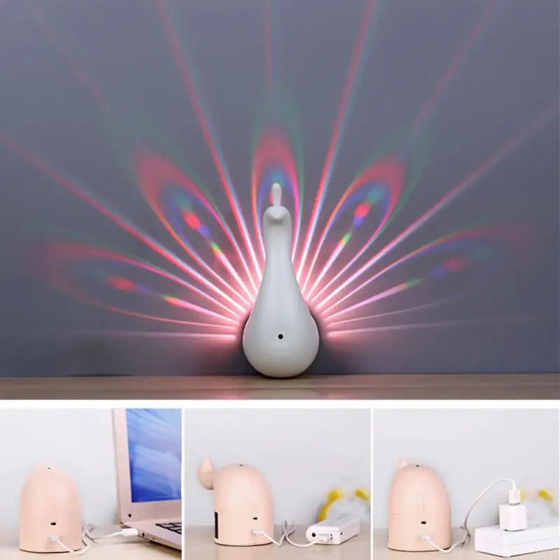 

Hot Sale Wall Lamp Home Decoration Creative 3D Peacock Projection Lamp Remote Control LED Night Light