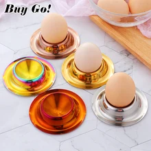 Porte-œuf rond Portable en acier inoxydable 201, 2 pièces, plateau à œufs en or Rose, tasse à œufs pour le petit déjeuner, Dessert, tasse à crème glacée, outils de cuisine