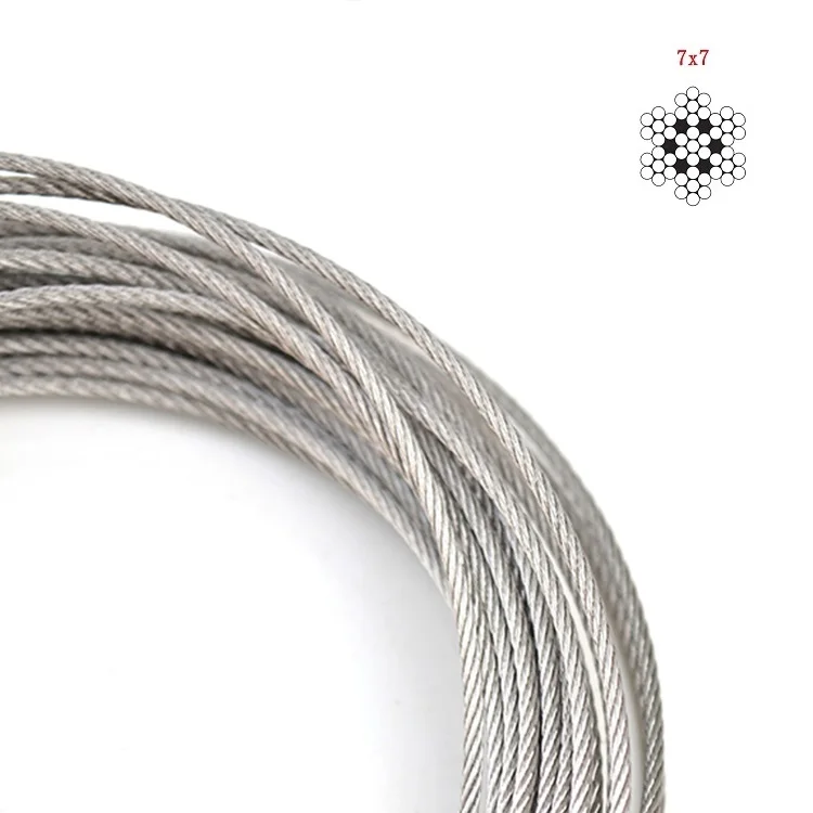 

10Meters/LOT 304 Stainless Steel Wire Rope Alambre Softer Fishing Lifting Cable 7X7 Structure 0.5-4MM Diameter